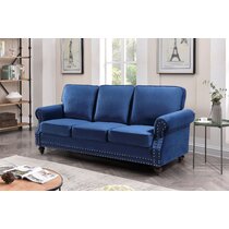 Blue deals nailhead sofa